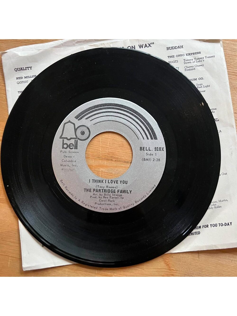 The Partridge Family-I think I Love You/Somebody wants to Love You 45rpm VG+ R10